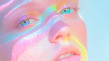 Fototapeta premium Translucent Tinted Glass Effects on a Face with Colorful Light Play
