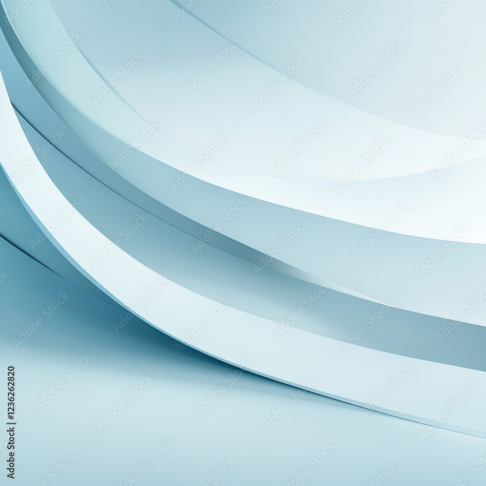 Poster smooth curved lines in soft blue tones creating abstract background