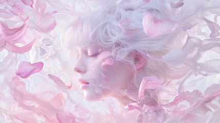 Fototapeta premium Ethereal Beauty with Oversized Flower Petals Drifting in Space
