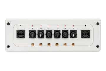 White control panel with switches isolated with transparent background