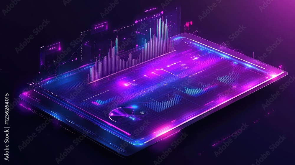 Aufkleber futuristic holographic interface with dynamic graphs, glowing data points, and seamless innovation-i