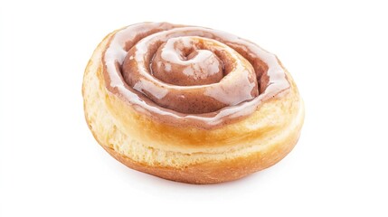 Fototapeta premium Delicious Cinnamon Roll with Icing on a White Background