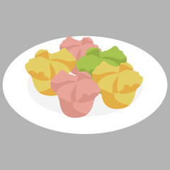 Colorful Kue Mangkok Illustration: Traditional Steamed Cakes