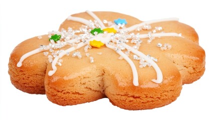 Decorative Flower-Shaped Cookie with Icing and Sprinkles