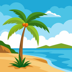tropical island with palm trees