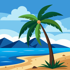 tropical island with trees