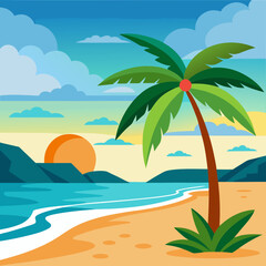 tropical island with trees