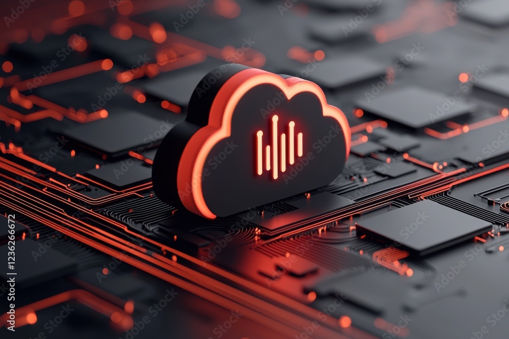 Poster luminous and futuristic cloud based technology services concept with abstract glowing design represe