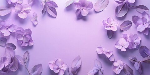 Fototapeta premium Flower petals in shades of purple and pink, arranged on a textured surface. A decorative backdrop suitable for a variety of uses.