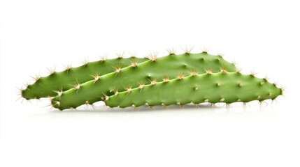 Fototapeta premium Fresh Green Cactus Plates with Spines on Bright Background