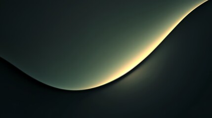 Abstract Dark Green Curve with Subtle Golden Glow