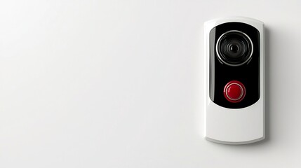 Modern Doorbell Camera with Button on Minimalist Background