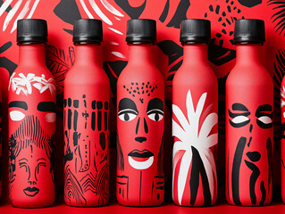 Vibrant tropical juice packaging exotic fruit patterns fresh citrus botanical design colorful beverage branding refreshing natural organic aesthetic summer artistic concept branding logo retro pop