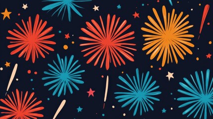 Vibrant and dynamic image showcasing a captivating fireworks display in the night sky with bursts of colorful explosions sparkling trails