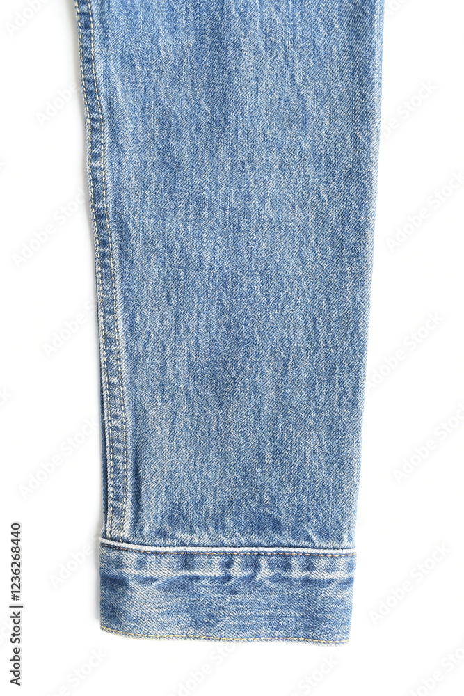 Canvas Prints sleeve of blue denim shirt texture isolated on white background, jean fashion style