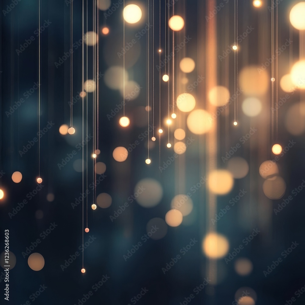 Poster soft and dreamy light patterns with hanging circular bubbles