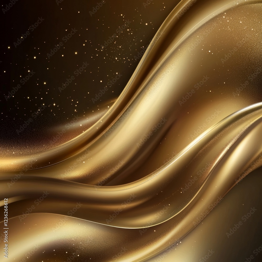 Poster elegant golden wave with smooth flow and gleaming shimmering texture