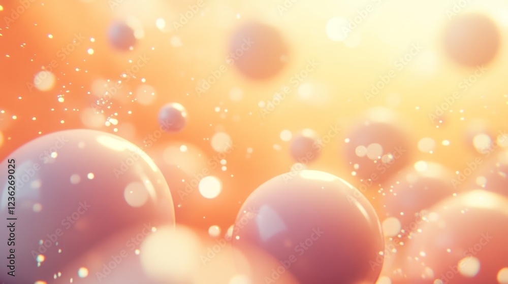 Poster abstract colorful bubbles and particles with soft lighting effect