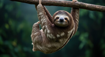Adorable Sloth Hanging on Branch Wildlife Photo