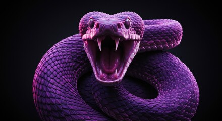 Aggressive Purple Snake 3d Render Striking Pose