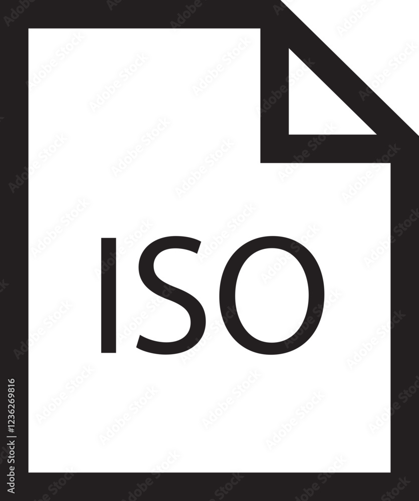Poster file icon. format of document on computer outline symbol. iso file sign. audio extension graphic mul