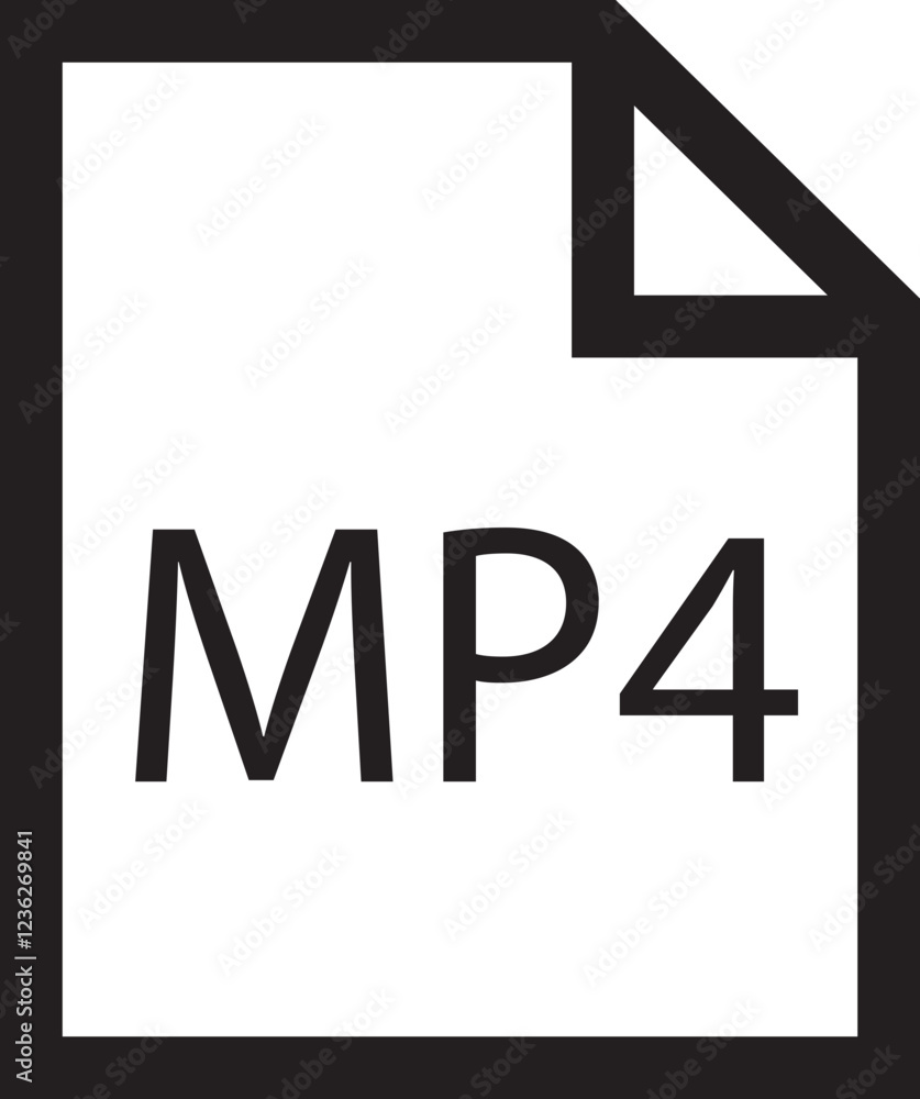 Poster file icon. format of document on computer outline symbol. mp4 file sign. audio extension graphic mul
