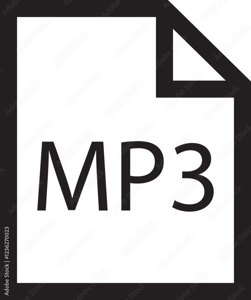 Poster file icon. format of document on computer outline symbol. mp3 file sign. audio extension graphic mul