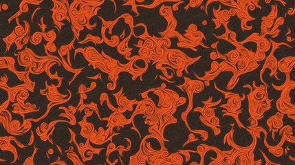 Obraz premium Interlocking Flame Artwork in Bold Orange and Black Background