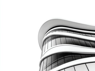 A highend corporate headquarters, sleek modern facade, premium architectural style, isolated on white background