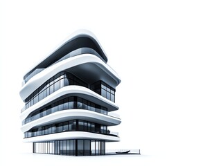 A sophisticated penthouse exterior, floortoceiling glass facade, panoramic luxury, isolated on white background