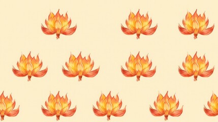 Flaming Lotus Artwork on Flat Background for Artistic Designs