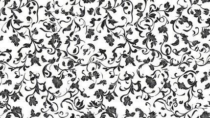 Fototapeta premium Black and White Abstract Floral Artwork with Interwoven Arcs Design