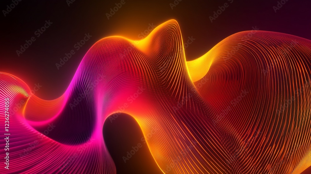 Poster abstract glowing waves of intertwined vibrant lines creating a fluid movement effect