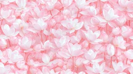Slender Stem Flower Artwork in Soft Pink Rows on Flat Surface