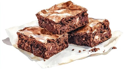 chocolate brownies delicious image isolated on white background
