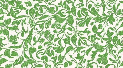 Bold Green Floral Artwork with Elegant Loops and Curves