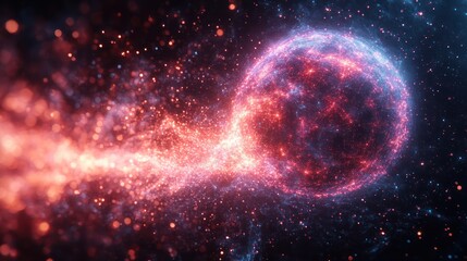 Glowing sphere energy trail space cosmic background