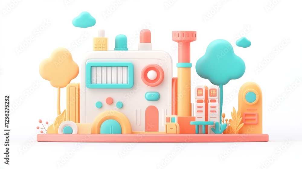 Aufkleber vibrant cartoon inspired depicting an automated reporting and data extraction system with a modern g