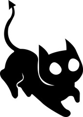 Funny cat icon.Collection of silhouette of funny cats in different poses. Vector illustration isolated on white background. Drawing with children.Halloween damn kittens.Cat is misbehaving and playing.