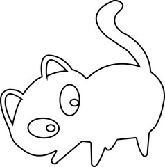 Funny cat icon.Collection of silhouette of funny cats in different poses. Vector illustration isolated on white background. Drawing with children.Halloween damn kittens.Cat is misbehaving and playing.