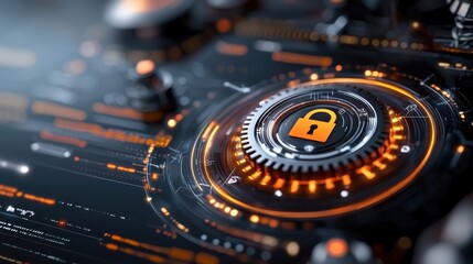 Glowing cyber defense depicting advanced digital security technologies and solutions to protect against cyberthreats data breaches and digital attacks  The image showcases a futuristic