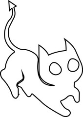 Funny cat icon.Collection of silhouette of funny cats in different poses. Vector illustration isolated on white background. Drawing with children.Halloween damn kittens.Cat is misbehaving and playing.