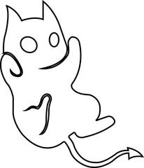 Funny cat icon.Collection of silhouette of funny cats in different poses. Vector illustration isolated on white background. Drawing with children.Halloween damn kittens.Cat is misbehaving and playing.