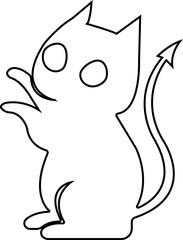 Funny cat icon.Collection of silhouette of funny cats in different poses. Vector illustration isolated on white background. Drawing with children.Halloween damn kittens.Cat is misbehaving and playing.