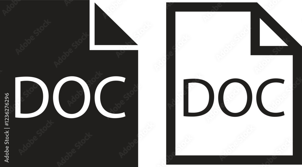 Poster file icons set. format of document on computer flat and line symbols. doc file signs. audio extensio