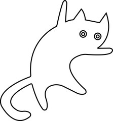 Funny cat icon.Collection of silhouette of funny cats in different poses. Vector illustration isolated on white background. Drawing with children.Halloween damn kittens.Cat is misbehaving and playing.