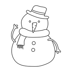 Doodle Winter Clipart: Cartoon Winter Clipart: Outline Kawaii Winter Vector Graphics