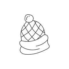 Fototapeta premium Doodle Winter Clipart: Cartoon Winter Clipart: Outline Kawaii Winter Vector Graphics
