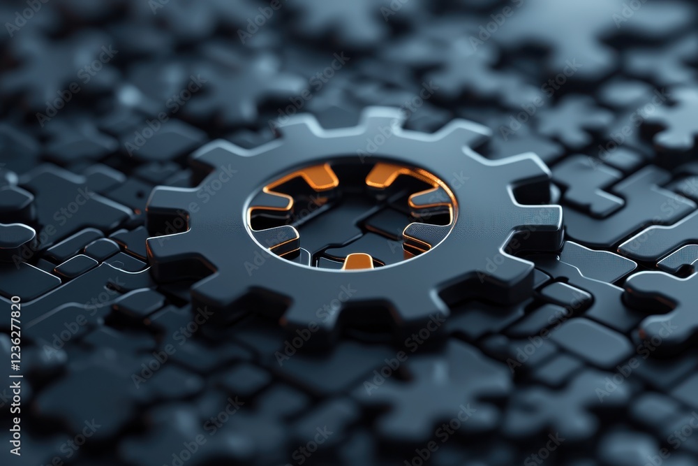 Poster seamless interconnections of advanced digital systems mechanical cogwheels gears and automation mach