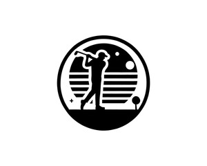 golf silhouette logo design icon. Black color golf logo template